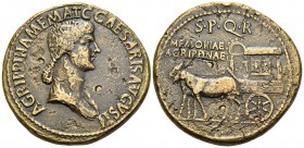 Agrippina Senior, wife of Germanicus, 5-33. Sestertius (Orichalcum, 35 mm, 24.80 g, 6 h), struck under Caligula, Rome, 37-41. AGRIPPINA M F MAT C CAES...