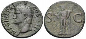 Agrippa, died AD 12. As (Copper, 29.5 mm, 10.15 g, 7 h), struck under Caligula, Rome, 37-41. M AGRIPPA L F COS III Head of Agrippa to left, wearing ro...