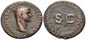 Germanicus, died 19. As (Copper, 29.5 mm, 10.71 g, 6 h), struck under Claudius, Rome, 50-54. GERMANICVS CAESAR TI AVG F DIVI AVG N Bare head of German...