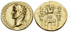 Nero Claudius Drusus, Died 9 BC. Aureus (Gold, 19.5 mm, 7.73 g, 1 h), minted under his son, the emperor Claudius, Rome, 41-45. NERO CLAVDIVS DRVSVS GE...