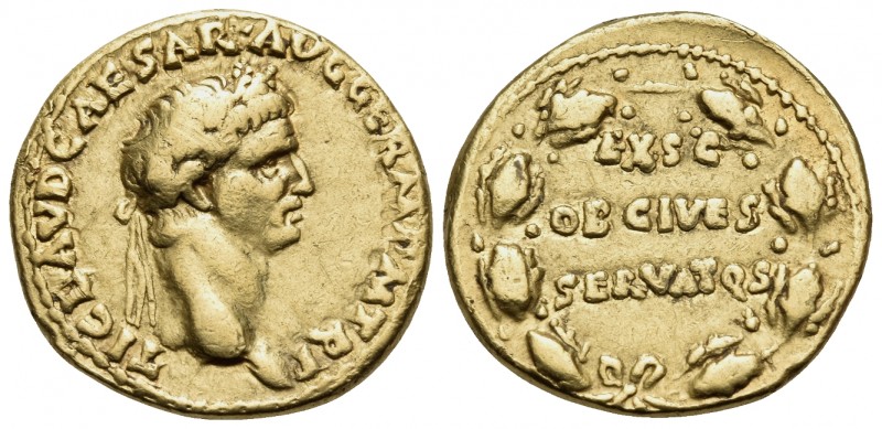 Claudius, 41-54. Aureus (Gold, 19 mm, 7.51 g, 11 h), Rome, 41-42. TI CLAVD CAESA...