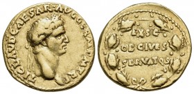 Claudius, 41-54. Aureus (Gold, 19 mm, 7.51 g, 11 h), Rome, 41-42. TI CLAVD CAESAR AVG GERM P M TR P Laureate head of Claudius to right. Rev. EX S C / ...