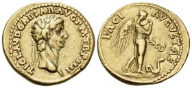 Claudius, 41-54. Aureus (Gold, 20 mm, 7.68 g, 6 h), Rome, 44-45. TI CLAVD CAESAR AVG P M TR P IIII Laureate head of Claudius to right. Rev. PACI AVGVS...