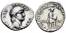 Nero, 54-68. Denarius (Silver, 20 mm, 3.47 g, 9 h), Rome, 62-63. NERO CAESAR AVG IMP Bare head of Nero to right. Rev. PONTIF MAX TR P VIIII COS IIII P...