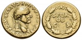 Galba, 68-69. Aureus (Gold, 17.5 mm, 6.48 g, 6 h), Tarraco. IMP SER GALBA IMP CAESAR AVG P M TR P Bare head of Galba to right, globe at point of bust....