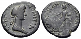 LYDIA. Sala. Domitia. Assarion (Bronze, 20.5 mm, 4.13 g, 5 h). ΔΟΜΙΤΙΑ CΕΒΑCΤΗ Draped bust of Domitia to right, hair tied in plait down back of neck. ...