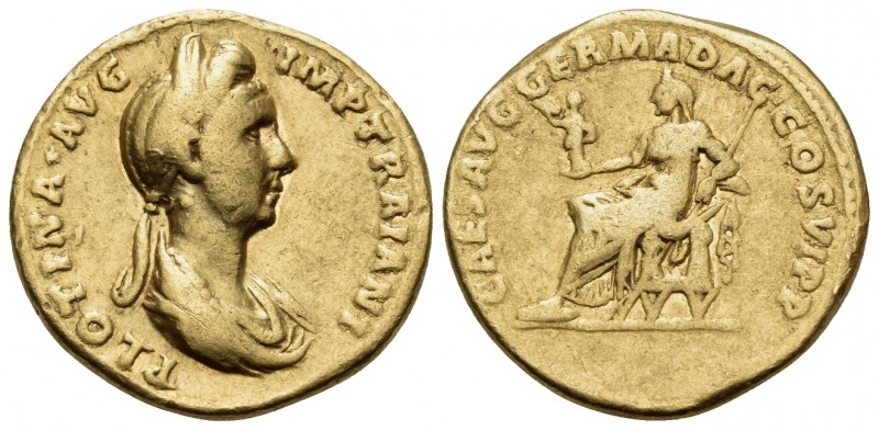 Plotina, Augusta, 105-123. Aureus (Gold, 19 mm, 7.14 g, 6 h), struck under Traja...