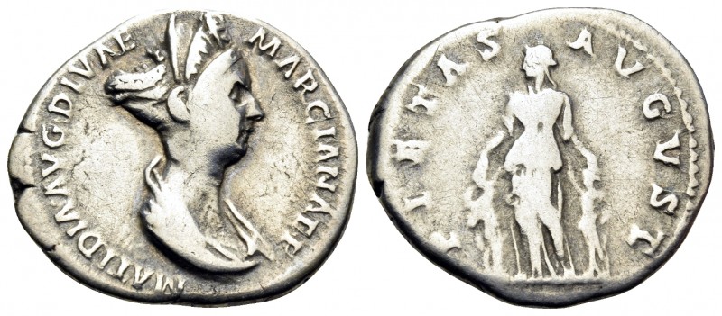 Matidia, Augusta,112-119. Denarius (Silver, 19 mm, 3.23 g, 6 h), struck under Tr...