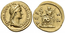 Sabina, Augusta, 128-136/7. Aureus (Gold, 21 mm, 7.18 g, 7 h), struck under Hadrian, Rome, 128. SABINA AVGVSTA HADRIANI AVG P P Diademed and draped bu...