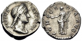 Sabina, Augusta, AD 128-136/7. Denarius (Silver, 18 mm, 3.09 g, 6 h), struck under Hadrian, Rome, c. 136-137/8. SABINA AVGVSTA Diademed and draped bus...