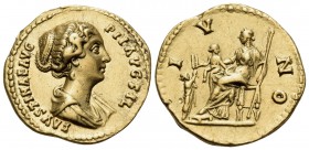 Faustina Junior, Augusta, AD 147-175. Aureus (Gold, 20 mm, 7.17 g, 6 h), Rome, struck under Antoninus Pius, 147-150. FAVSTINAE AVG P II AVG FIL Draped...