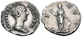Faustina Junior, Augusta, 147-175. Denarius (Silver, 18.5 mm, 2.97 g, 5 h), Rome, 147-150. FAVSTINAE AVG PII AVG FIL Draped bust of Faustina II to rig...