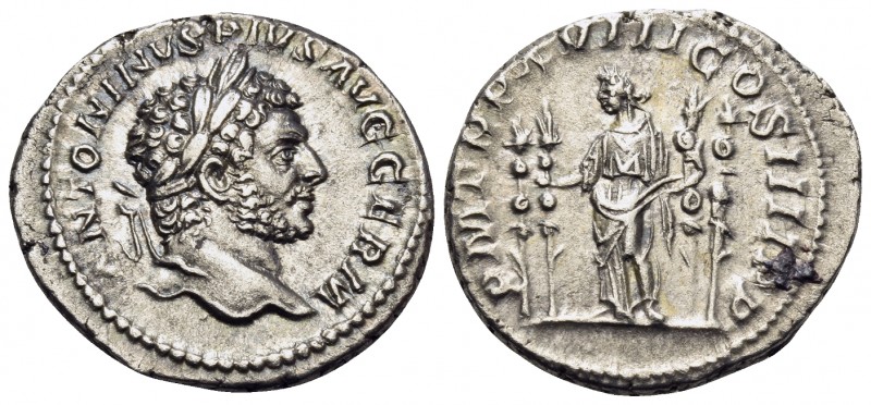 Caracalla, 198-217. Denarius (Silver, 19 mm, 3.09 g, 12 h), Rome, 215. ANTONINVS...