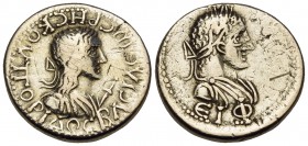 KINGS OF BOSPOROS. Rheskuporis II with Elagabalus, 211-226. Stater (Electrum, 200 mm, 7.43 g, 11 h), year EIΦ = 515 = 218/219. BACIΛEΩC PHCKOYΠOPIΔOC ...