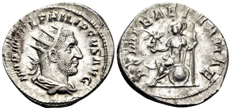 Philip I, 244-249. Antoninianus (Silver, 22 mm, 4.37 g, 5 h), Rome, 244-247. IMP...