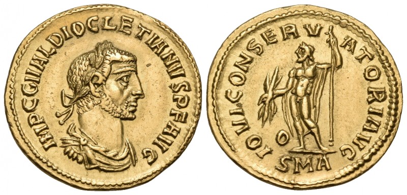 Diocletian, 284-305. Aureus (Gold, 20.5 mm, 4.65 g, 5 h), Antioch, 1st officina,...