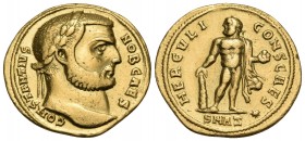 Constantius I Chlorus, as Caesar, 293-305. Aureus (Gold, 19.5 mm, 5.29 g, 12 h), Antioch, 293. CONSTANTIVS NOB CAES Laureate head of Constantius to ri...
