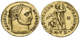 Maximinus II, 310-313. Aureus (Gold, 19.5 mm, 5.48 g, 5 h), Thessalonica, 7th officina, 311-313. MAXIMINV-S AVGVSTVS Laureate head of Maximinus to rig...