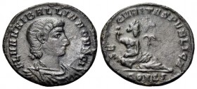Hannibalianus, Rex Regum, 335-337. Follis (Bronze, 16.5 mm, 1.40 g, 6 h), Constantinople, 2nd officina (S), 336-337. FL HANNIBALLIANO REGI Bare-headed...