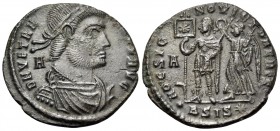 Vetranio, 350. Centenionalis (Bronze, 23 mm, 4.44 g, 12 h), Siscia, 2nd officina (B). D N VETRANIO P F AVG Laureate, draped and cuirassed bust of Vetr...