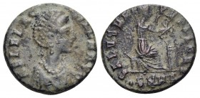 Aelia Flaccilla, Augusta, 379-386/8. Nummus (Bronze, 13 mm, 1.18 g, 11 h), Heraclea, 1st officina (A), 378-383. AEL FLAC-CILLA AVG Draped bust of Flac...