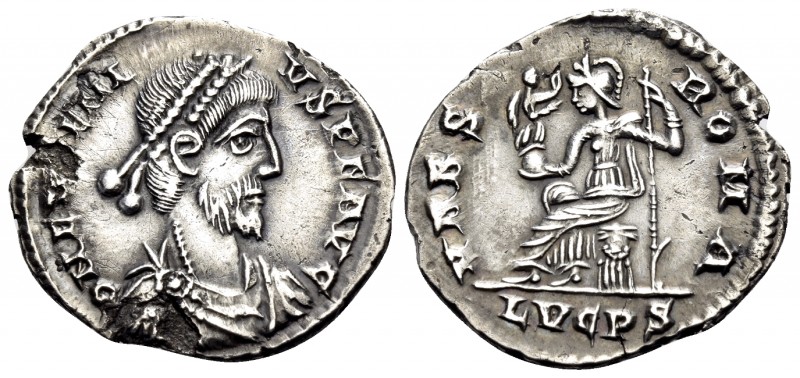 Eugenius, 392-394. Siliqua (Silver, 19 mm, 2.03 g, 12 h), Lugdunum. D N EVGENIVS...