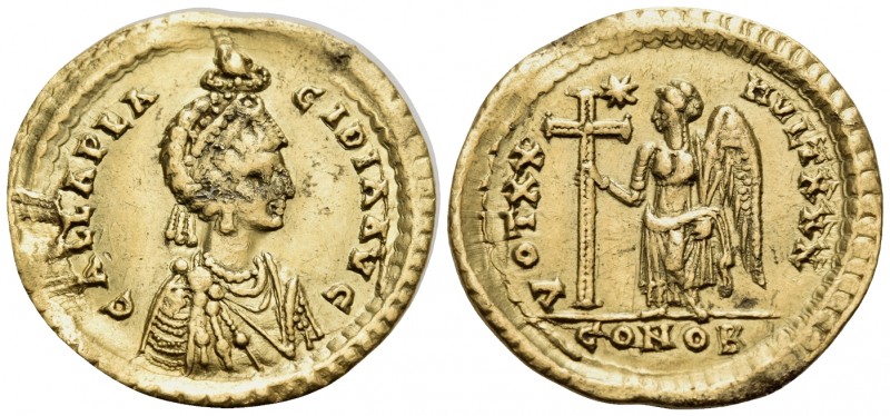 Galla Placidia, Augusta, 421-450. Solidus (Gold, 21 mm, 4.35 g, 5 h), Constantin...