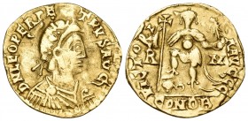 Ricimer, Patrician and Master of Soldiers, 457-472. Solidus (Gold, 21 mm, 4.11 g, 5 h), Rome, 461-467 or 465-467. D N LEO PERPE-TVVS AVG Diademed, dra...