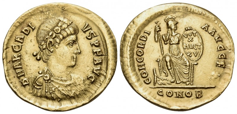 Arcadius, 383-408. Solidus (Gold, 20 mm, 4.44 g, 12 h), Constantinople, I = 10th...