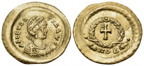 Aelia Eudocia, Augusta, 423-460. Tremissis (Gold, 15 mm, 1.48 g, 6 h), struck under her husband, Theodosius II, Constantinople, 420-450/455. AEL EVDO-...