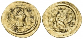 Zeno, second reign, 476-491. Semissis (Gold, 19 mm, 2.09 g, 5 h), Constantinople. D N ZENO PERP AVG Pearl-diademed, draped and cuirassed bust of Zeno ...