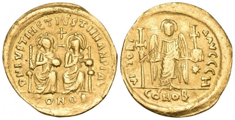 Justin I & Justinian I, 527. Solidus (Gold, 21.5 mm, 4.21 g, 7 h), Constantinopl...