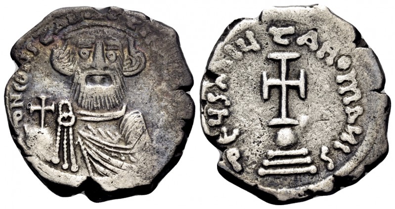 Constans II, 641-668. Hexagram (Silver, 22 mm, 5.45 g, 6 h), Constantinople, 648...