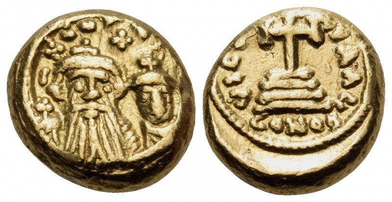 Constans II, with Constantine IV, 641-668. Solidus (Gold, 12 mm, 4.30 g, 6 h), C...