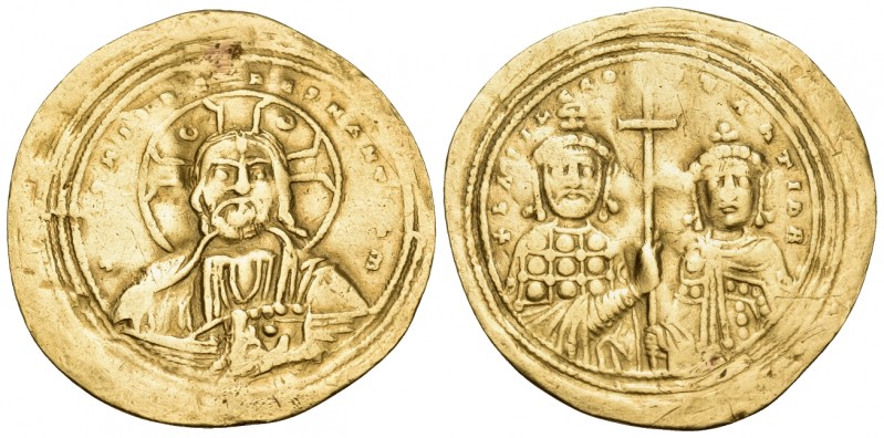 Basil II Bulgaroktonos, with Constantine VIII, 976-1025. Histamenon nomisma (Gol...