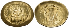 Constantine X Ducas, 1059-1067. Histamenon (Gold, 27 mm, 4.43 g, 6 h), Constantinople, 1059-1062. +IhS IXS REX REGNANThIm Christ, nimbate, seated faci...