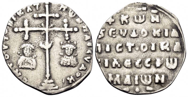 Constantine X Ducas, with Eudocia, 1059-1067. Miliaresion (Silver, 21 mm, 1.70 g...