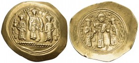 Romanus IV Diogenes, with Eudocia, Michael VII, Constantius, and Andronicus, 1068-1071. Histamenon (Gold, 27 mm, 4.45 g, 6 h), Constantinople. KΩN MX ...