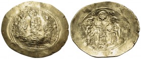 Romanus IV Diogenes, with Eudocia, Michael VII, Constantius, and Andronicus, 1068-1071. Histamenon (Gold, 17 mm, 4.39 g, 6 h), Constantinople. KΩN MX ...