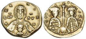 Romanus IV Diogenes, 1068-1071. Tetarteron nomisma (Gold, 17.5 mm, 4.03 g, 6 h), Constantinople. +ΘΚΕ ΒΟΗΘ / MHP ΘV Facing bust of the Theotokos, oran...