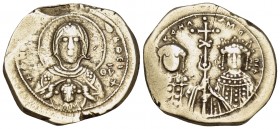 Michael VII Ducas, with Maria, 1071-1078. Tetarteron nomisma (Gold, 20 mm, 4.00 g, 6 h), Constantinople. +ΘΚΕ ΒΟΗΘ / MHP ΘV Facing bust of the Theotok...