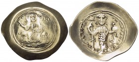 Nicephorus III Botaniates, 1078-1081. Histamenon (Electrum, 30 mm, 6.00 g, 6 h), Constantinople. IC - XC Christ Pantokrator seated facing on throne, r...