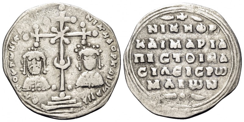 Nicephorus III Botaniates, with Maria, 1078-1081. Miliaresion (Silver, 23.5 mm, ...