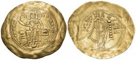 Alexius I Comnenus, 1081-1118. Hyperpyron (Gold, 35 mm, 4.33 g, 6 h), Reform coinage, Constantinople, 1092-1118. + KE RO-HΘEI / IC - XC Christ seated ...