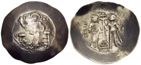 John II Comnenus, 1118-1143. Aspron Trachy (Electrum, 32.5 mm, 4.34 g, 6 h), Constantinople, 1118-1122 (?). IC – XC Christ nimbate seated facing on ba...