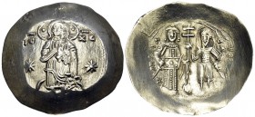 Manuel I Comnenus, 1143-1180. Aspron Trachy (Electrum, 31 mm, 4.28 g, 6 h), Constantinople, circa 1160-1164. ΙC - ΧC Christ Pantocrator, standing faci...