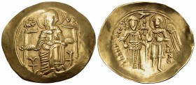 Isaac II Angelus, first reign, 1185-1195. (27 mm, 4.17 g, 6 h). MHP - ΘV The Virgin enthroned facing, nimbate and wearing maphorion, holding before he...