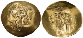 John III Ducas (Vatatzes), emperor of Nicaea, 1222-1254. Hyperpyron (Gold, 28 mm, 4.05 g, 6 h), Magnesia, 1232-1254 (?). IC - XC Christ enthroned faci...