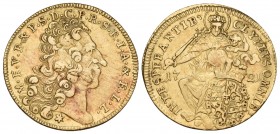 GERMANY, Bavaria. Max II. Emanuel, Prince Elector, Second reign, 1715-1726. 1/2 Max d'or (Gold, 21 mm, 3.18 g, 1 h), Munich, 1721. M.E.V.B.&.P.S.D.C.P...