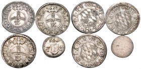 BAVARIA, ELECTORATE. Maximilian I, Prince-Elector, 1598-1623-1651. (Silver, 3.76 g), Lot of Three 1/2 Batzens: 1626 and undated (2), and a uniface pie...